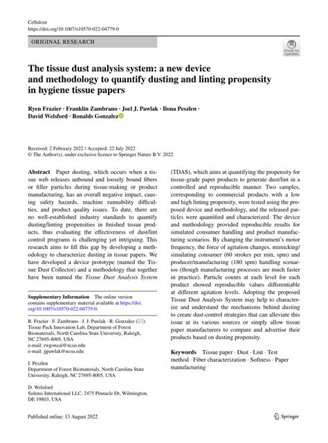 The tissue dust analysis system: a new device and methodology 